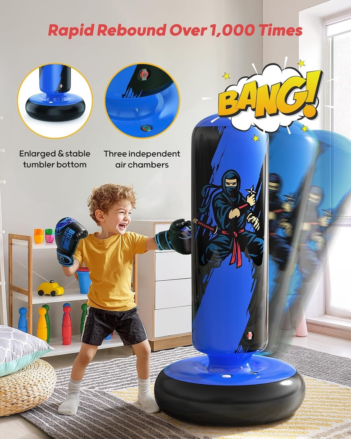 Stable Kids Inflatable Punching Bag with Gloves - Perfect for Martial Arts