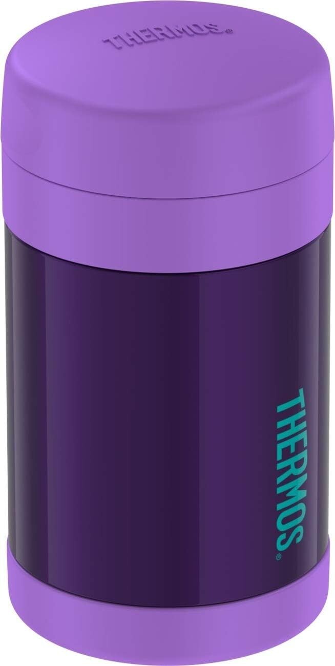 FUNTAINER 16 Ounce Purple Stainless Steel Kids Food Jar with Insulated Design