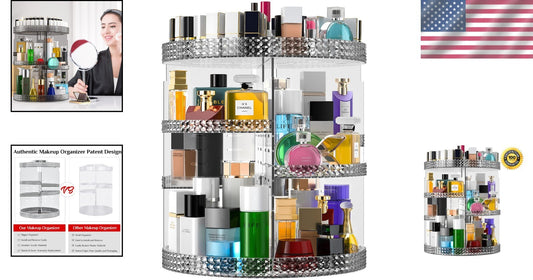 Stylish 7-Layer Free Standing Makeup Organizer with Polished Finish - Gray