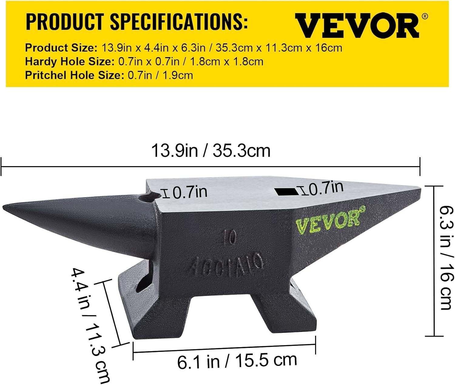 22 lbs Cast Steel Anvil for Blacksmithing - Large Countertop & Stable Base