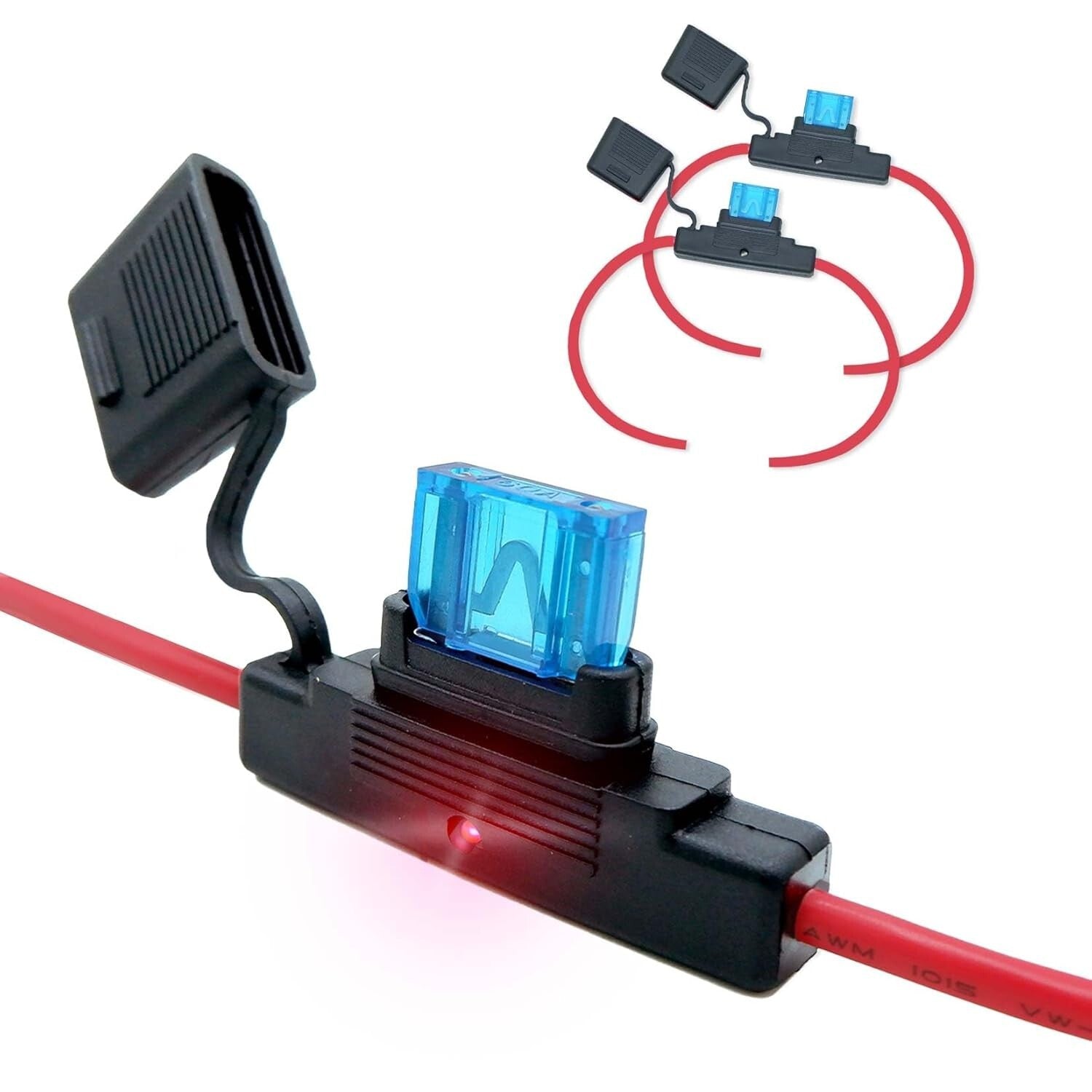 12V Waterproof In-Line Maxi Blade Fuse Holder with LED Indicator - Set of 2