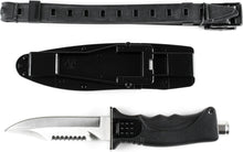 Load image into Gallery viewer, Durable Tempered Steel Diving Knife - Pointed &amp; Blunt Tip with Adjustable Sheath