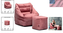 Load image into Gallery viewer, Luxurious Toasted Mauve Bean Bag Chair and Pouf - Youth-Friendly Comfort