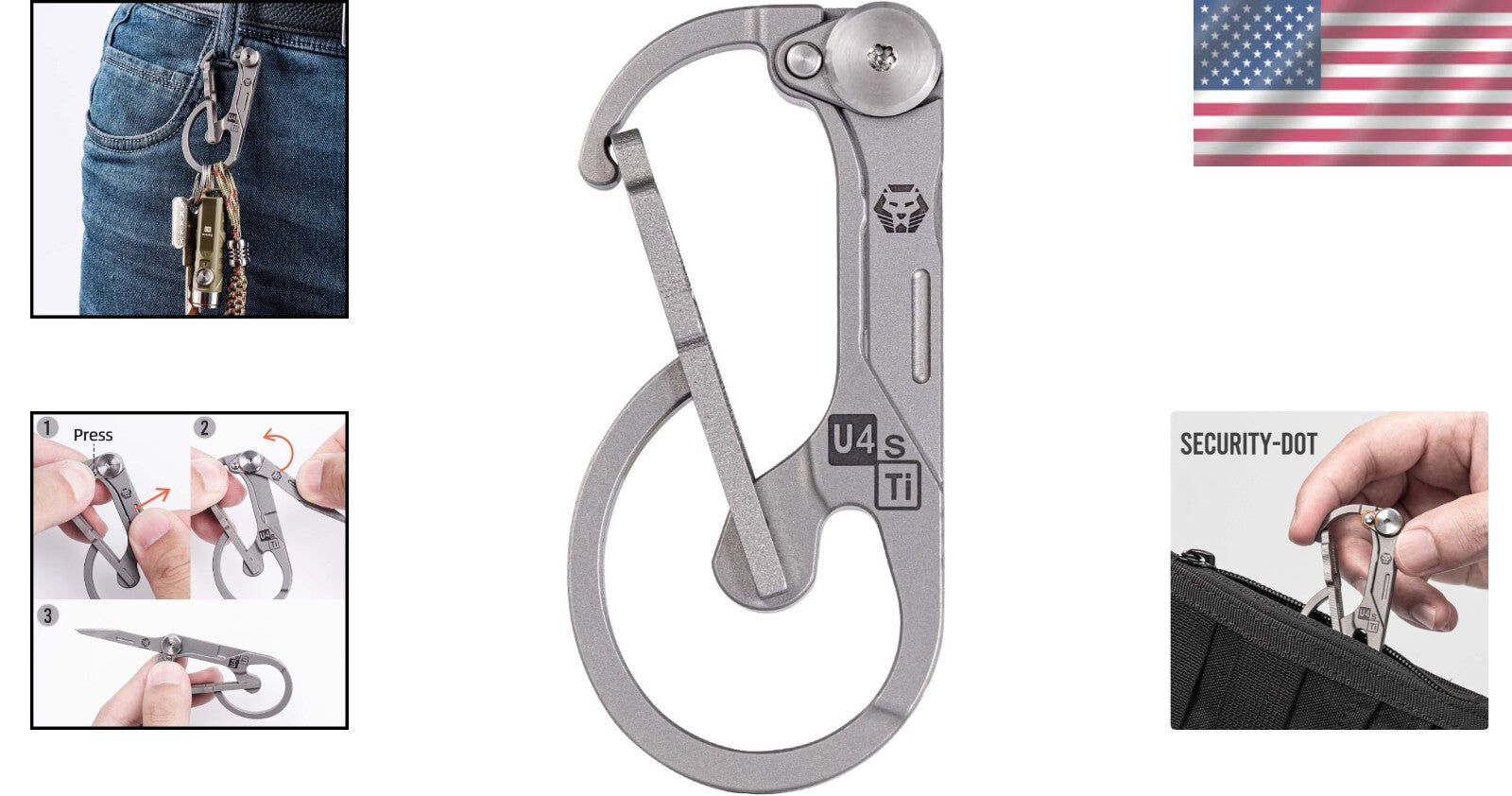 Robust Titanium Keychain Carabiner Clip - Ideal for Outdoor and Everyday Use