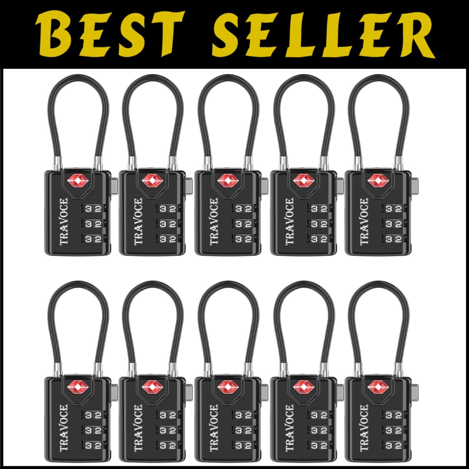 Effortless Combination Setting TSA Approved Cable Locks for Suitcase – 2 Pack