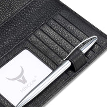 Load image into Gallery viewer, Luxury Italian Leather Checkbook Cover &amp; Card Holder - Pebbled Black Elegance