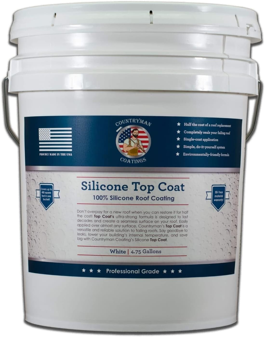 100% Silicone Roof Sealant - Restore, Protect & Extend Roof Life - 4.75 Gallon