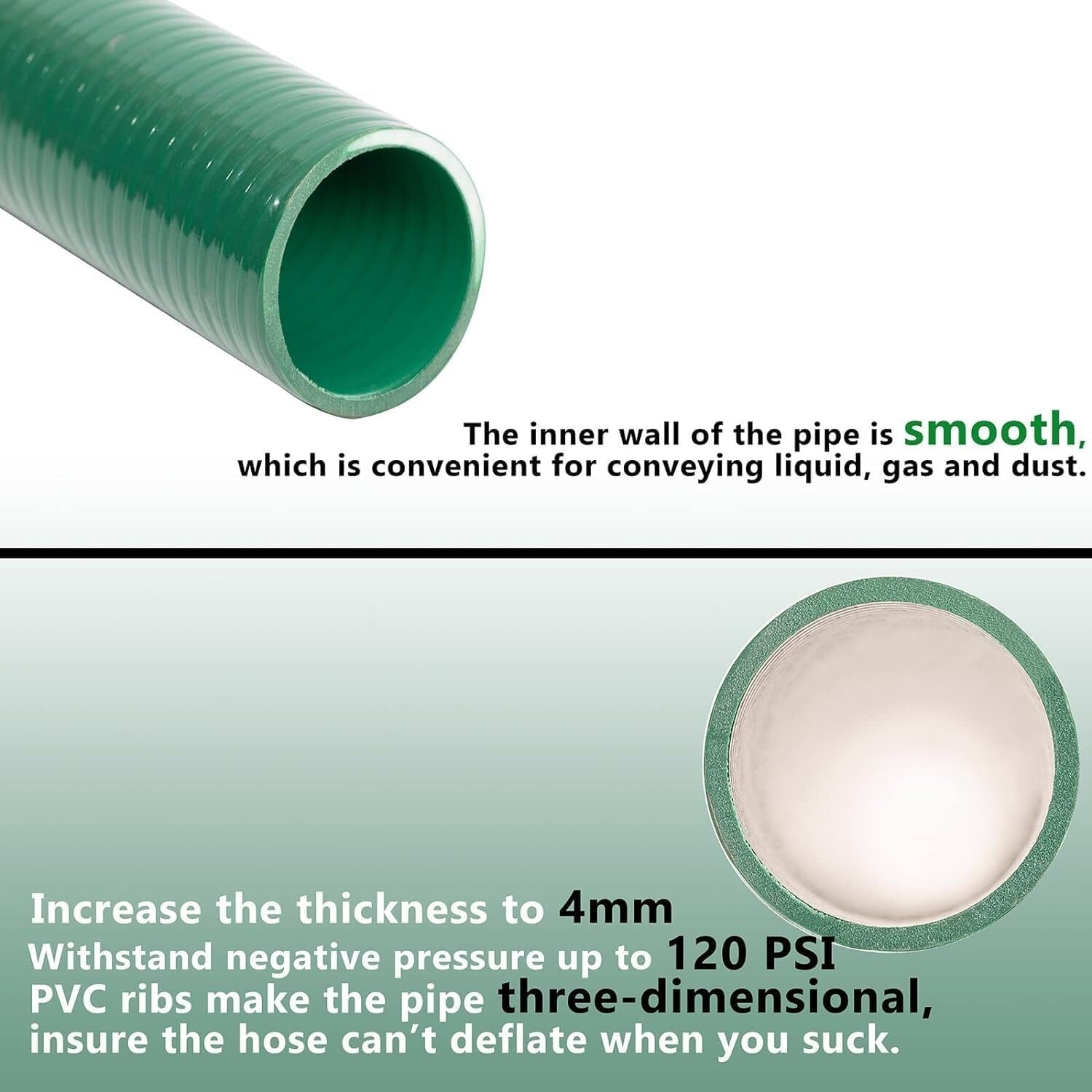 20 ft Heavy Duty PVC Hose - 2" Diameter for Water, Fuel, and Liquid Transfer