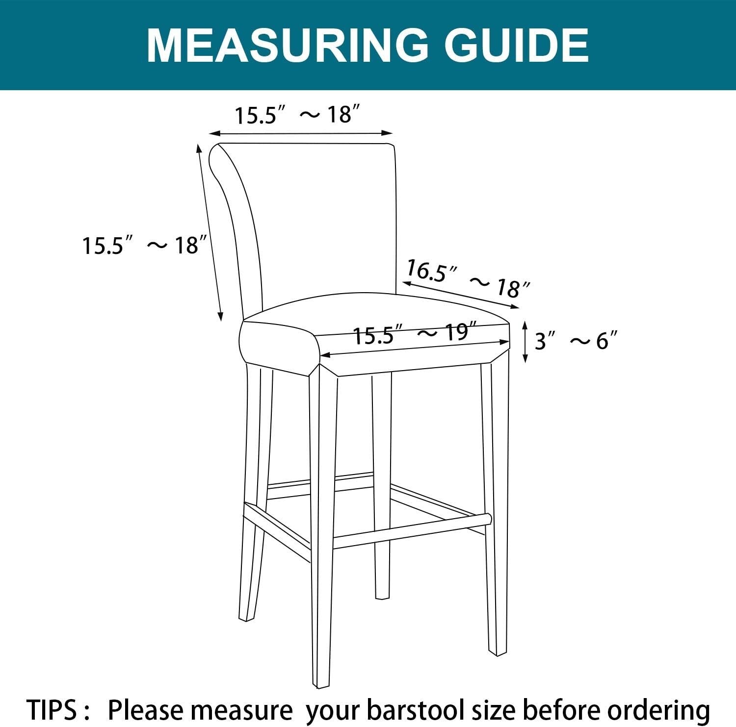 Durable Jacquard Fabric Stretch Barstool Covers - Effortless Elegance in 4 Pack