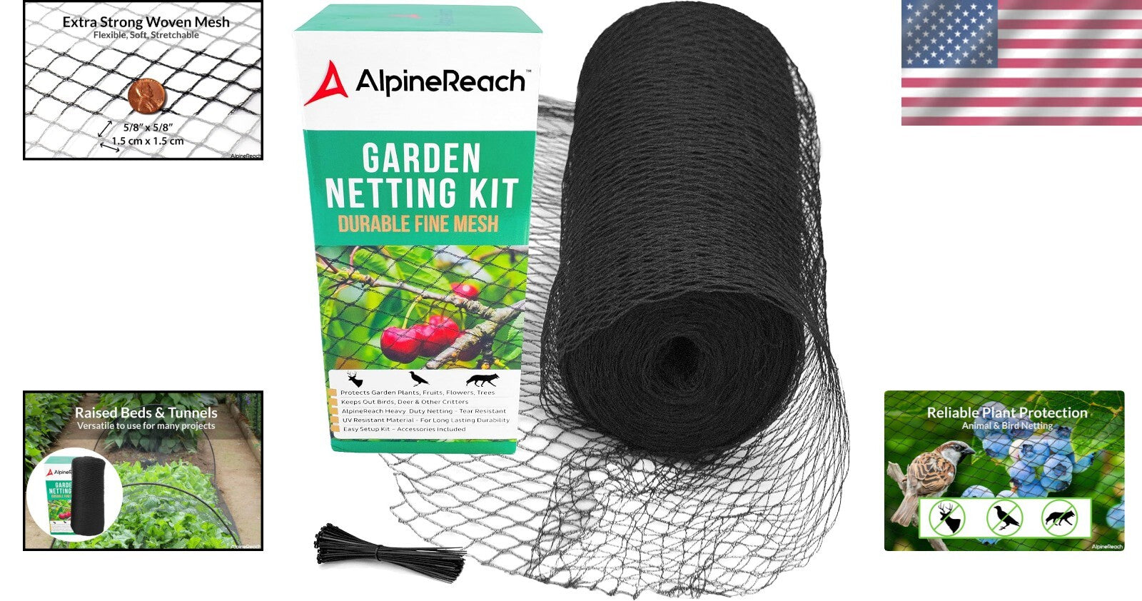 Durable Black 7.5ft x 100ft Bird and Deer Netting for Reliable Garden Protection