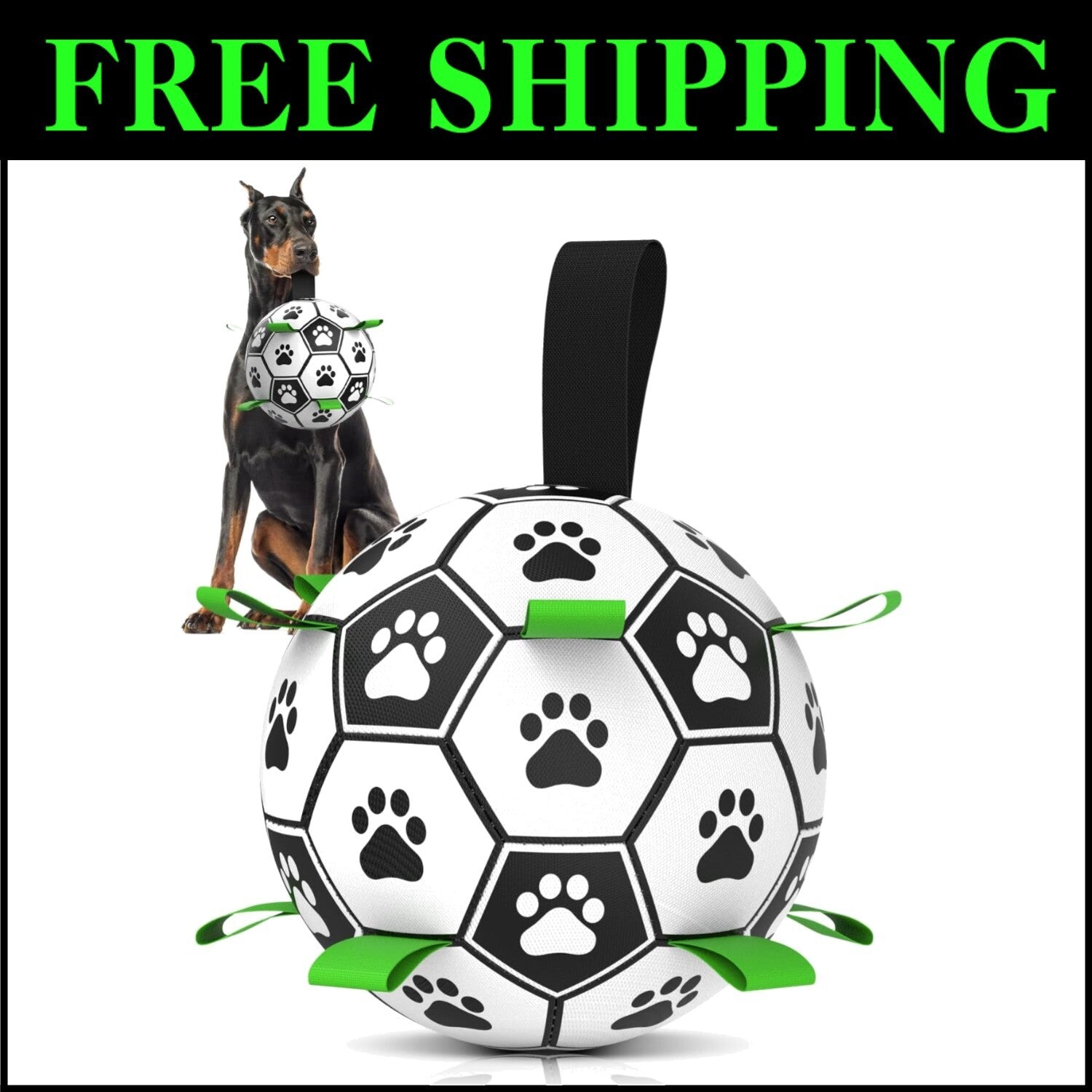 Giant Dog Soccer Ball with Nylon Straps - 10 Inch, Perfect for Active Breeds