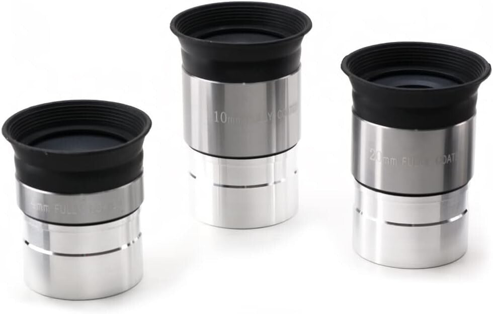1.25 inch High-Grade Optical Telescope Eyepiece Set: Three Focal Lengths for All