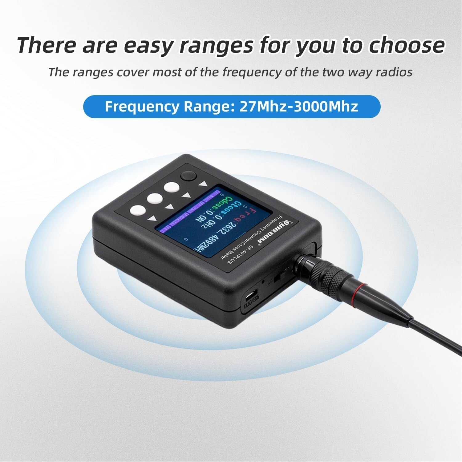 Compact UHF/VHF Frequency Counter with Signal Strength Indicator - Lightweight