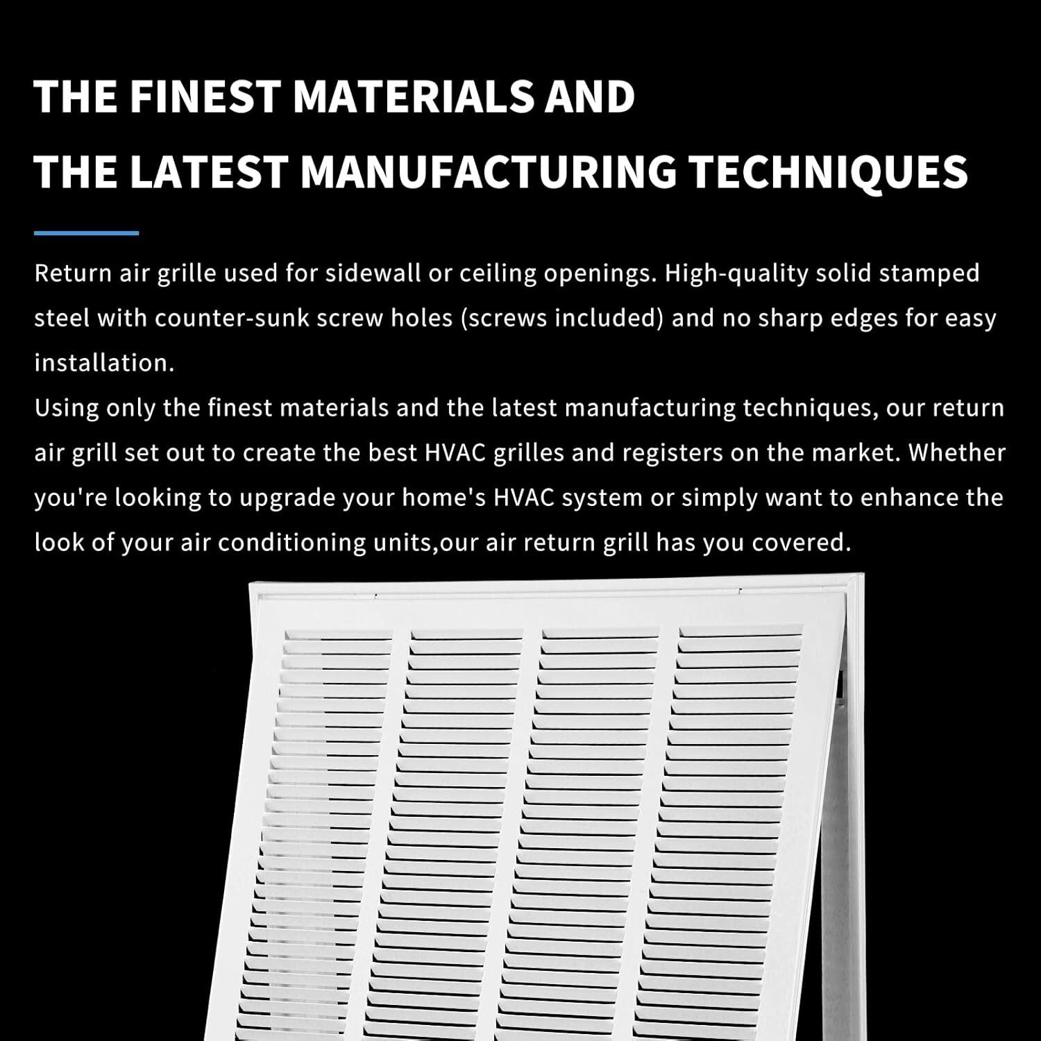 Durable 30''x20'' HVAC Return Vent Cover - Powder Coated Steel and Easy Install