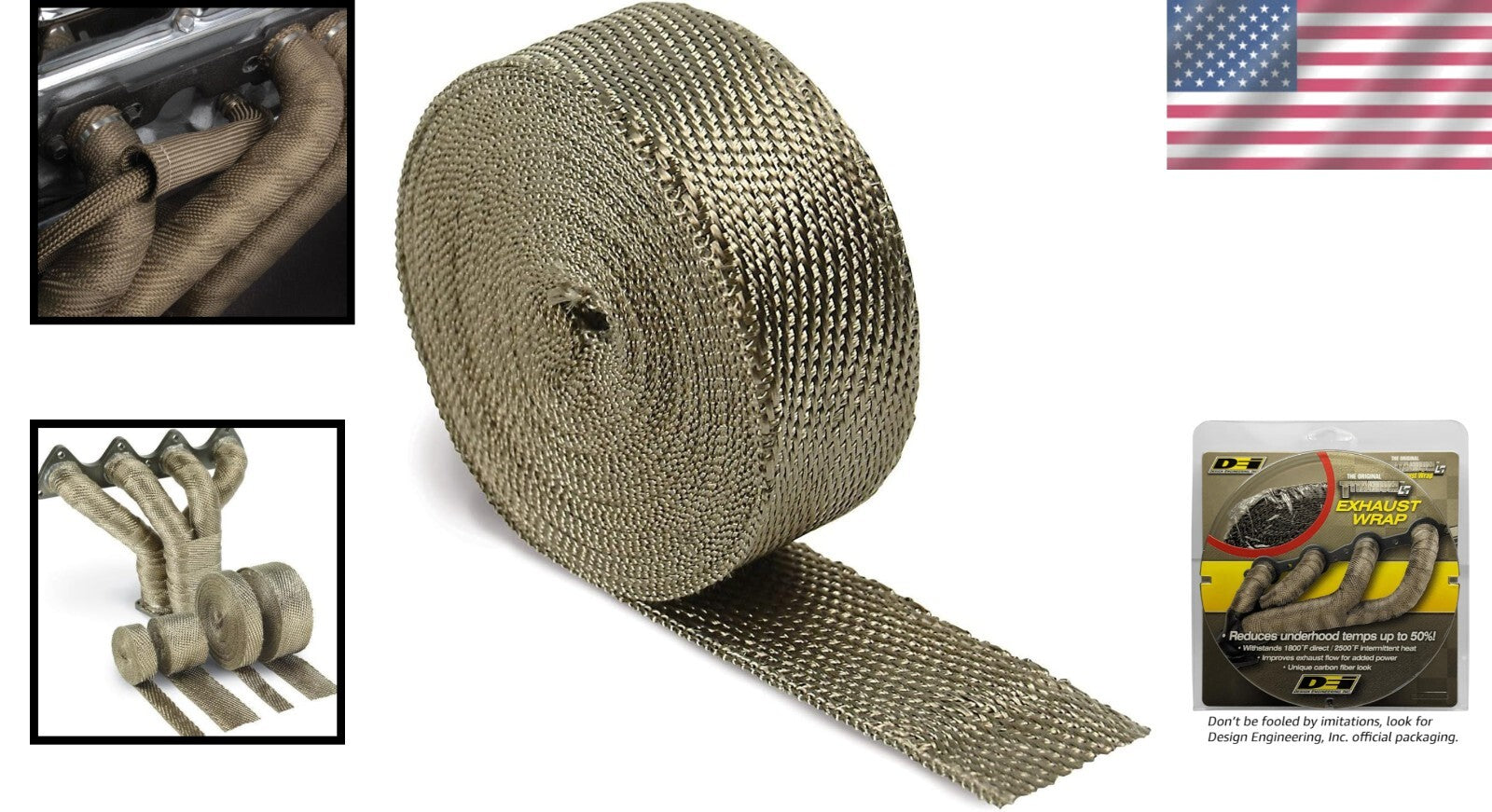 Pliable 50' Titanium Exhaust Wrap - Reduces Temperatures & Enhances Horsepower