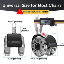 Load image into Gallery viewer, Premium Office Chair Caster Wheels - 5 Pack, 2.5 Inch, Quiet Glide Technology
