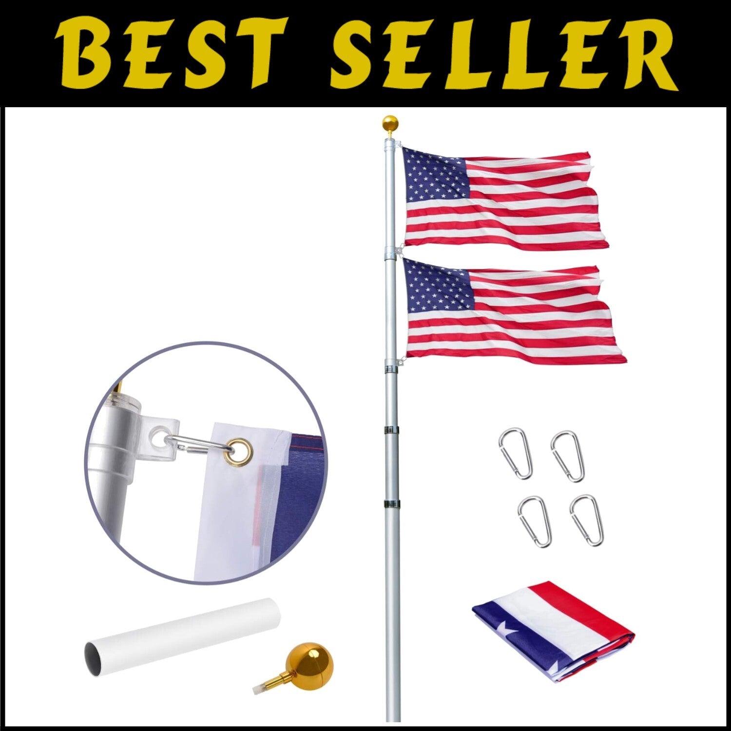 Versatile 14 Gauge Flag Pole Kit with Easy Unlocking and Reinforced Stability