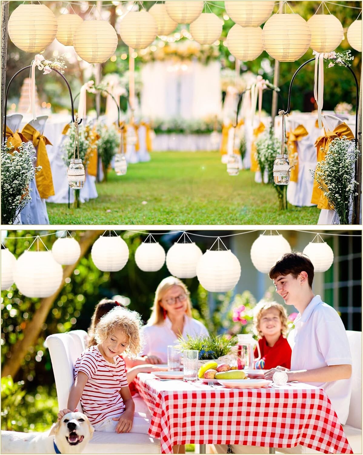 Customizable Round White Paper Lanterns - 80 Pcs for Weddings & Celebrations
