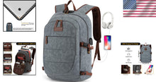 Load image into Gallery viewer, Stylish Anti-Theft Canvas Laptop Backpack with USB Charging for Adults