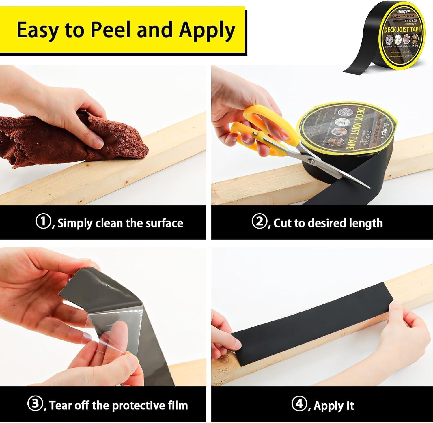 Weather-Resistant Butyl Deck Joist Tape 10 Rolls - Moisture Barrier for Outdoors