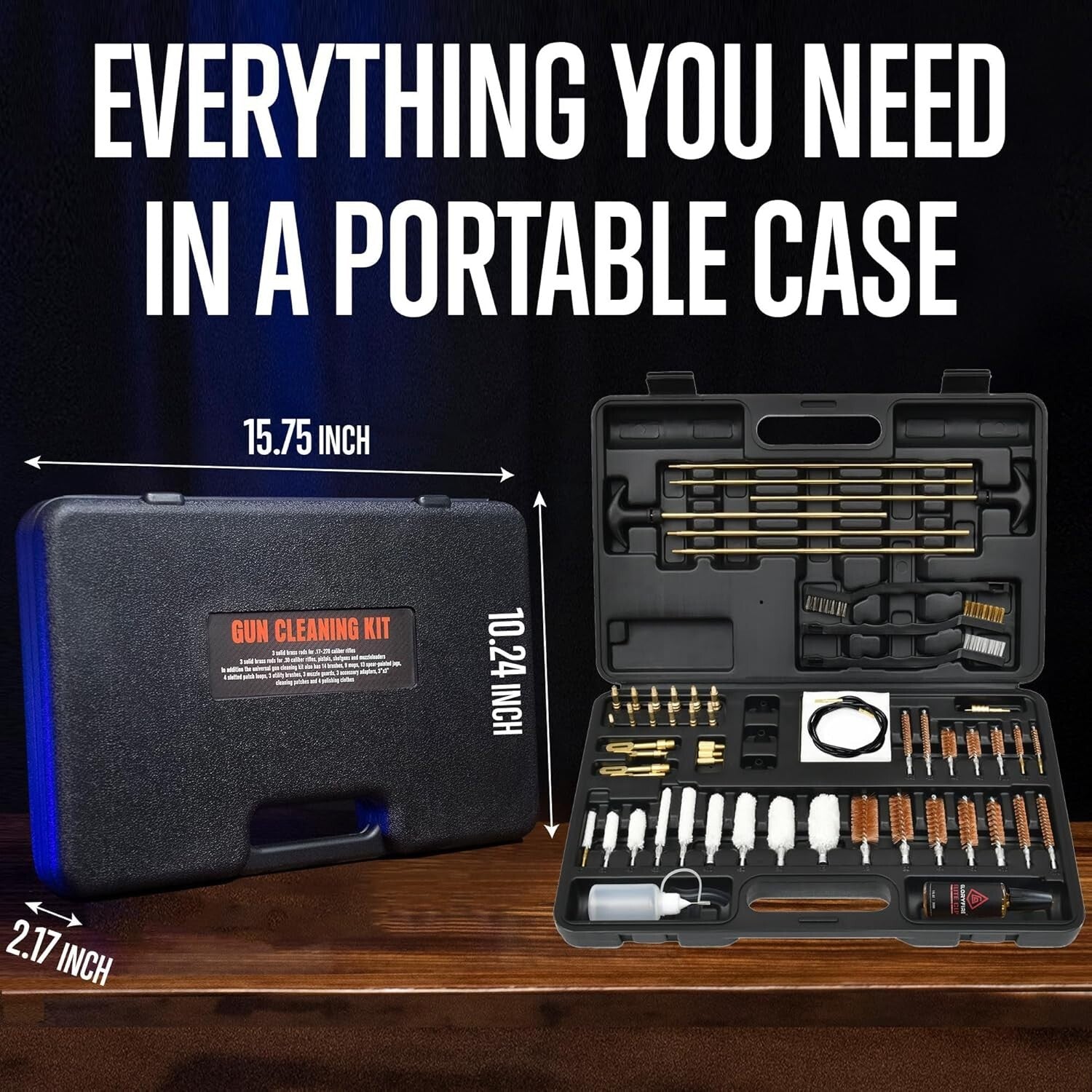 Portable Gun Maintenance Kit with Durable Brass Rods & Comprehensive Accessories
