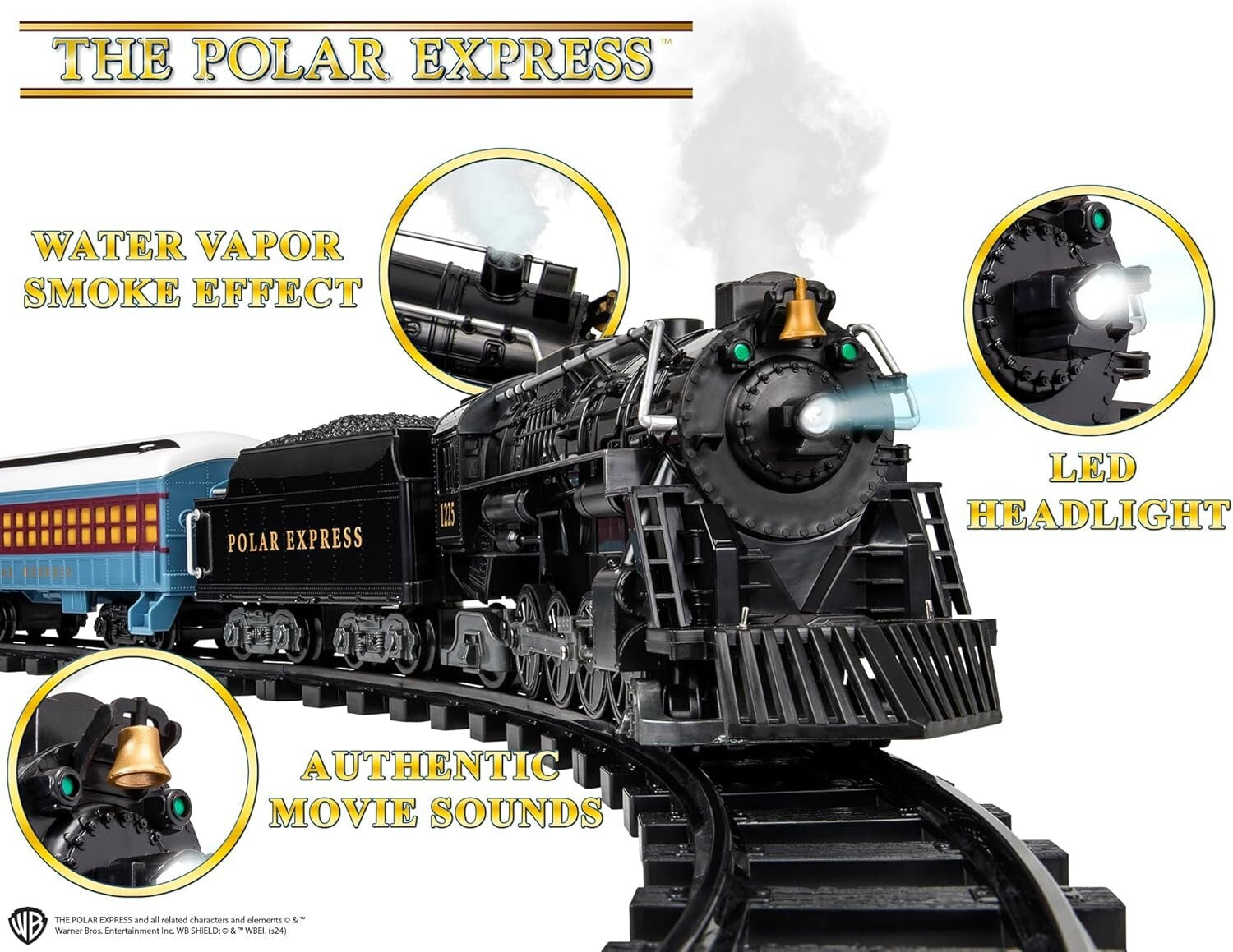 Battery-Operated Polar Express Train Set with Bluetooth and Water Vapor Effects