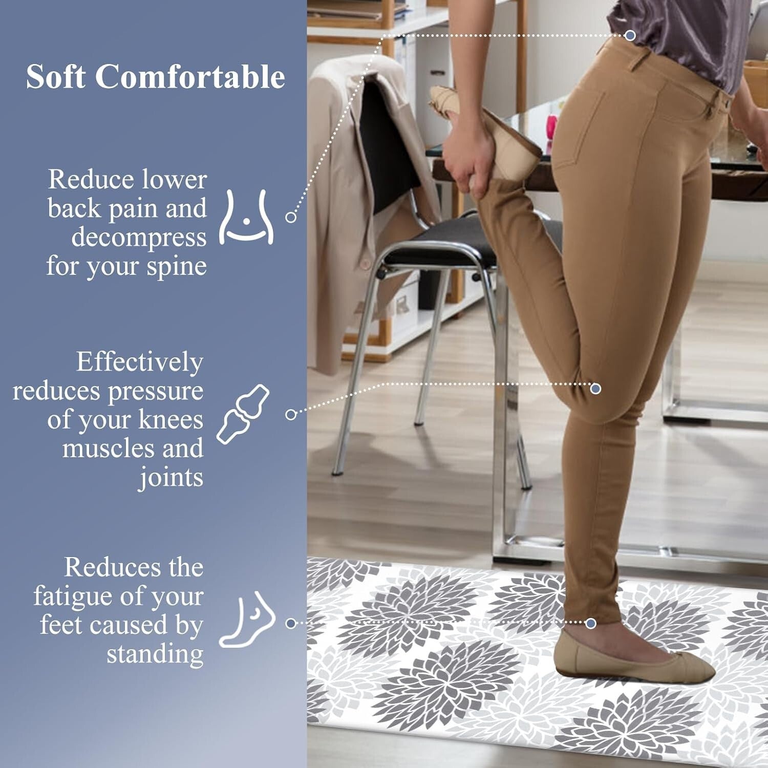 Large 20"x71" Waterproof Kitchen Runner - Cushioned & Slip-Resistant Comfort