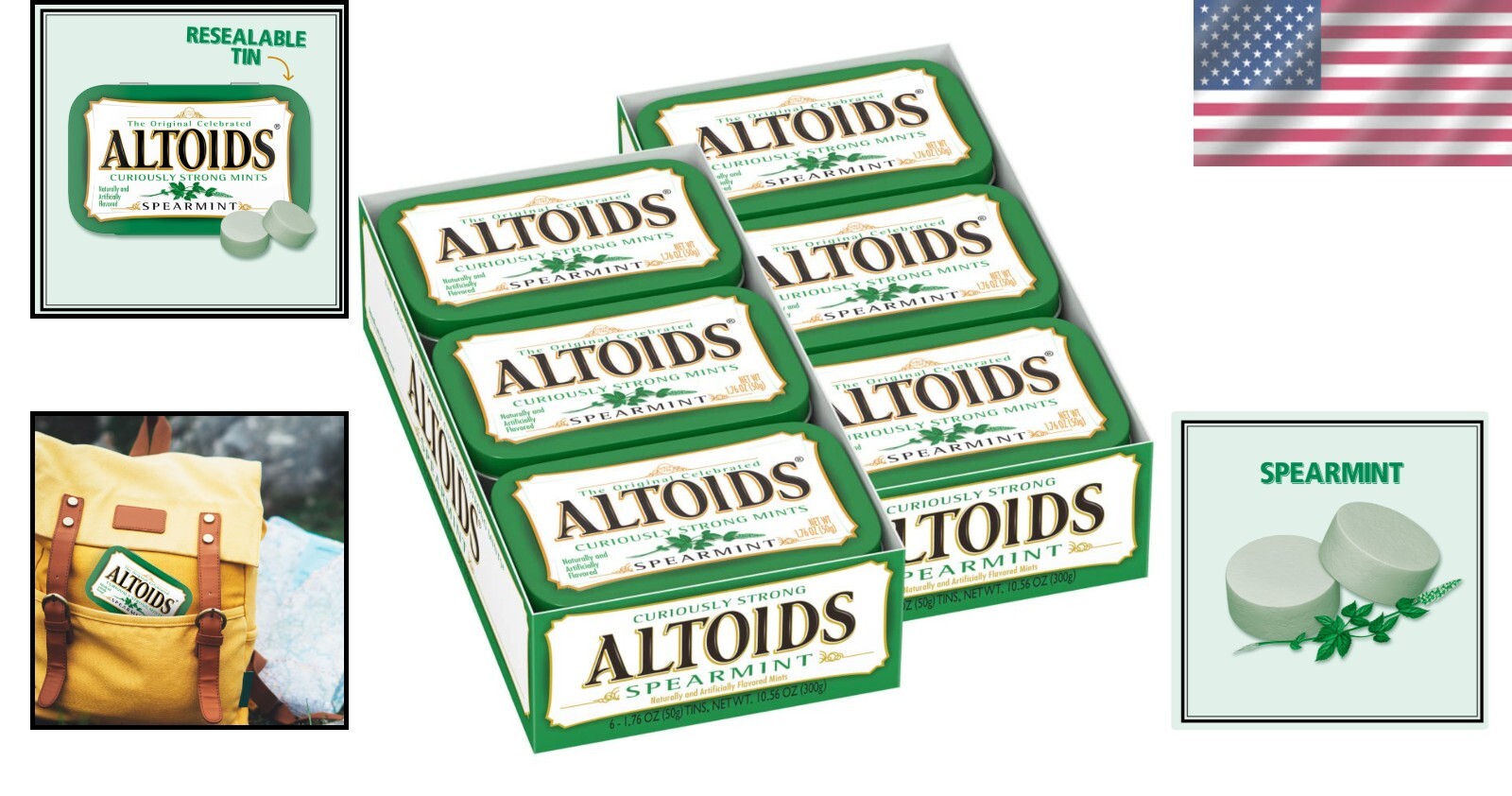 12 Packs of Spearmint Mints - Curiously Strong Breath Fresheners in Tins