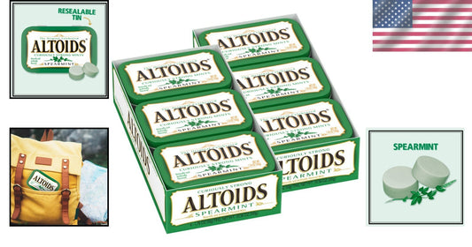 12 Packs of Spearmint Mints - Curiously Strong Breath Fresheners in Tins