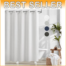 Load image into Gallery viewer, Elegant White Waffle Weave Shower Curtain Set - Machine Washable &amp; No Hooks