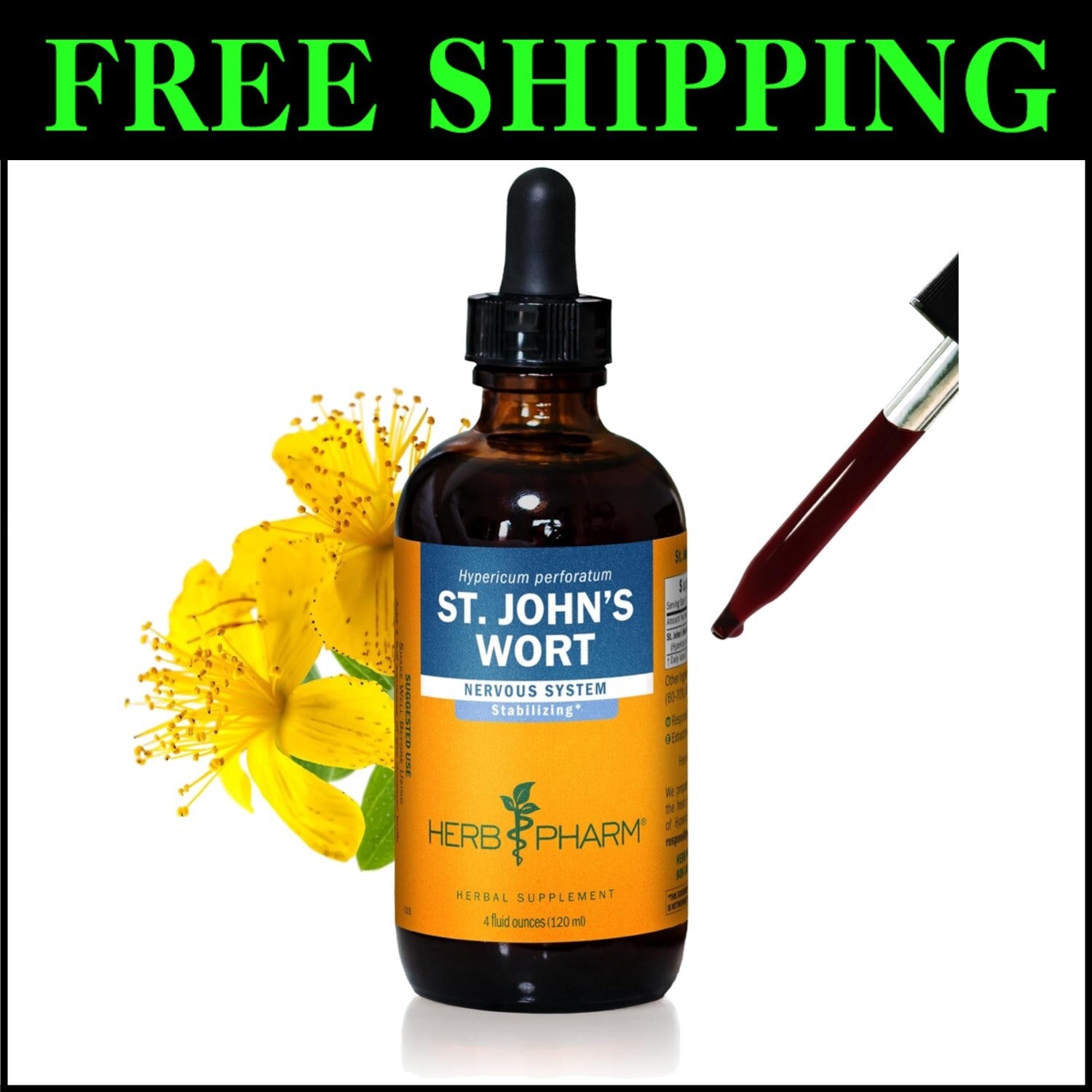 Sustainably Sourced St. John's Wort Liquid Extract - 4oz for Mood Enhancement