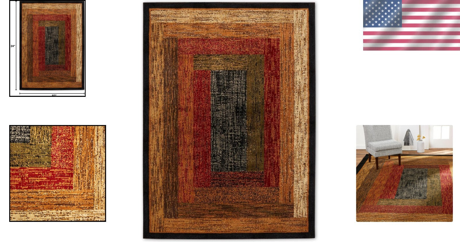 Stylish Low Pile Area Rug 7'8" x 10'4" - Fade & Stain Resistant for Living Rooms