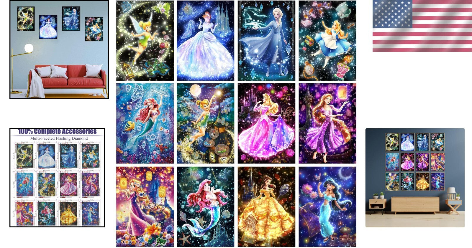 5D Full Drill Diamond Art Kits: Complete 12 Set for Elegant Home Decoration