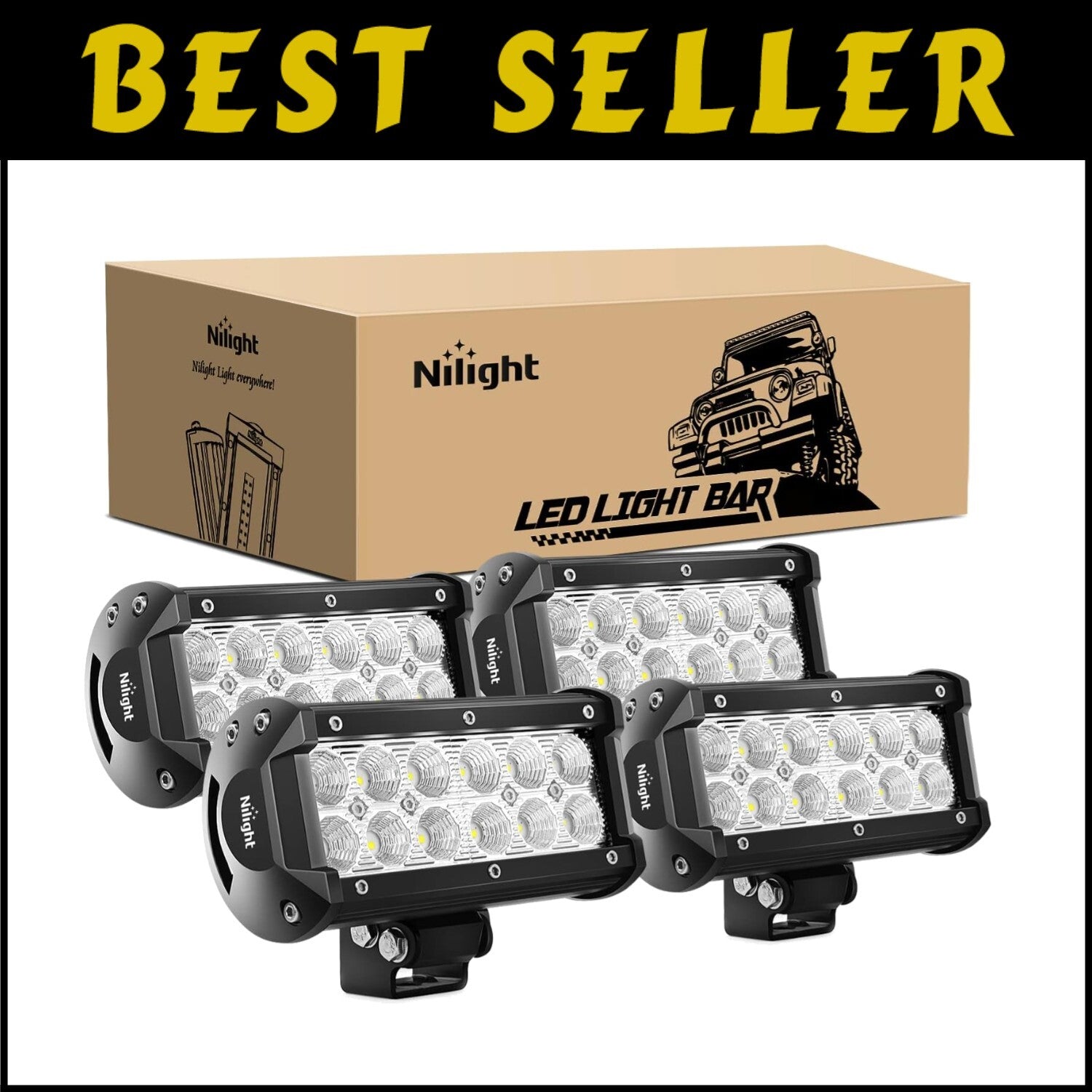 Universal Fit 36W LED Flood Lights for Trucks, Jeeps & Boats - 2800 Lumens Power