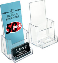 Load image into Gallery viewer, Stylish 50-Pack Trifold Brochure Stand with Horizontal Card Holder - Fast Access