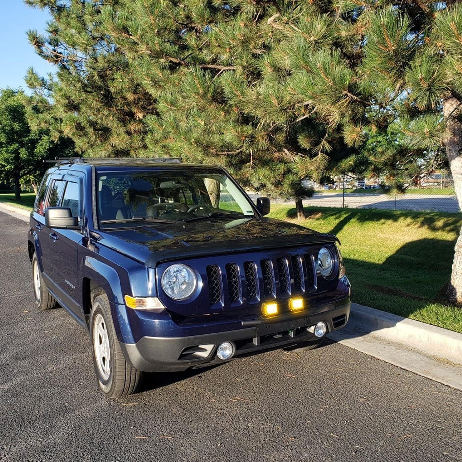 Rugged 4-Inch Amber LED Flood Spot Pods - Dual Beam Light with Harness