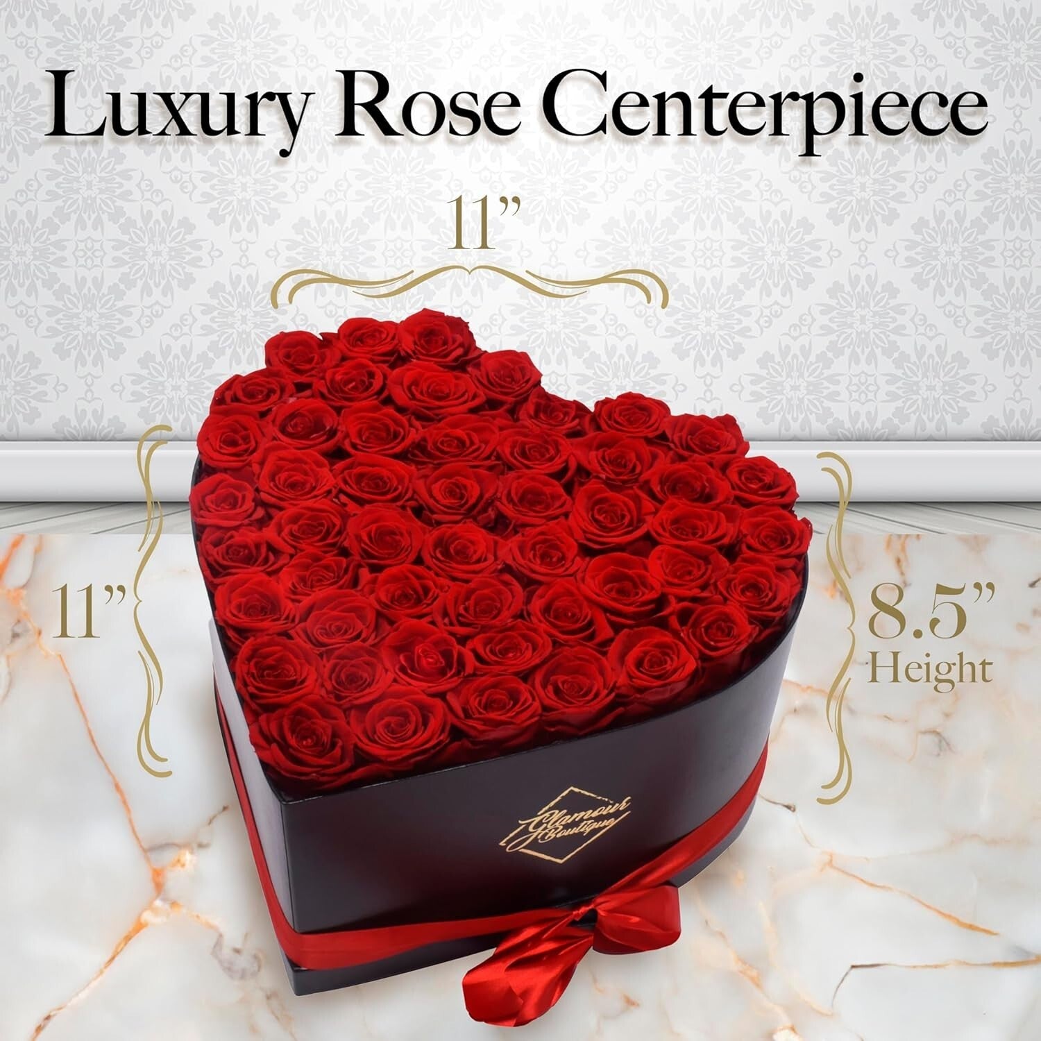 Eternal Love: 50 Preserved Roses in Heart Shape Box - No Maintenance Required