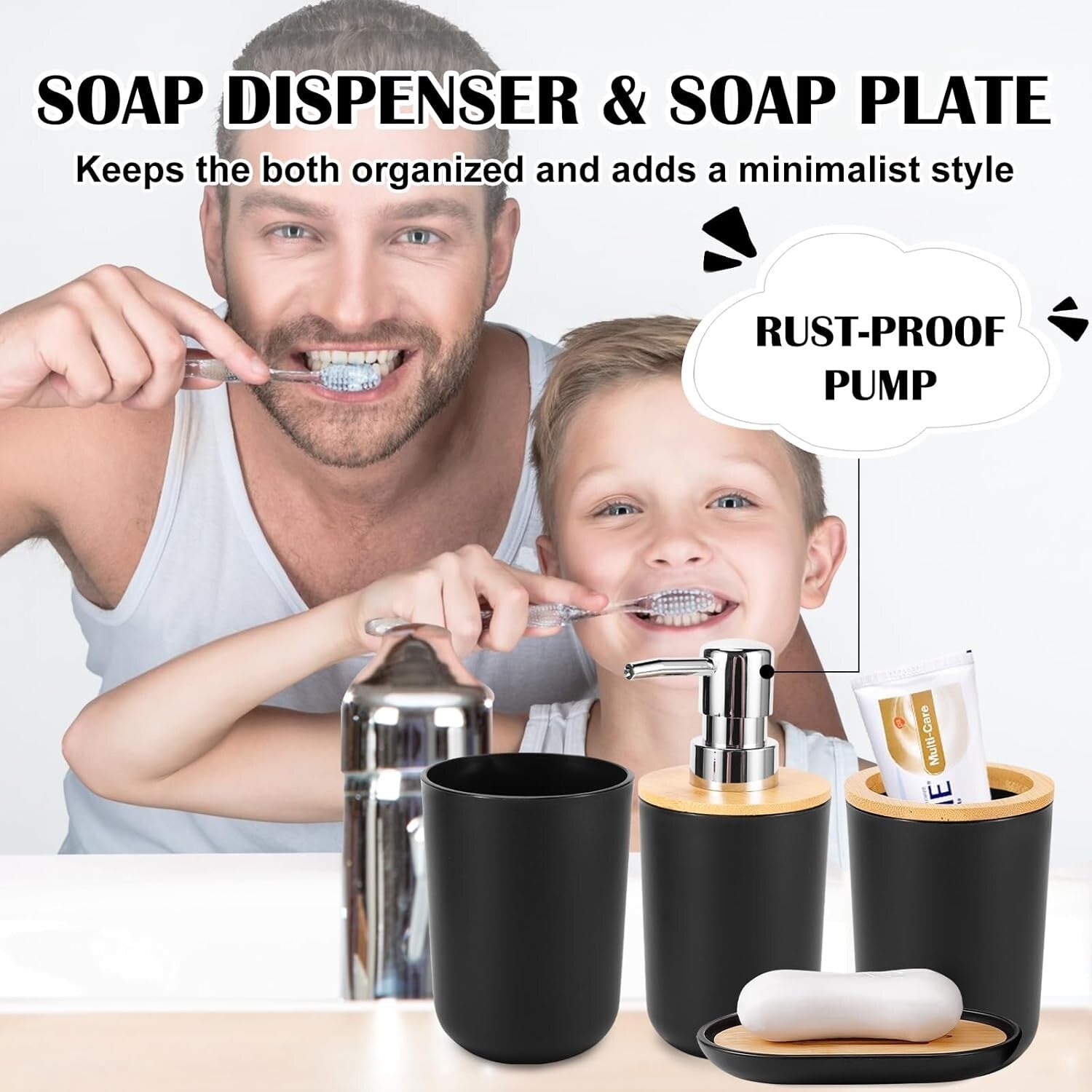 Elegant Black Bathroom Set - 9-Piece Accessories for Organization & Style