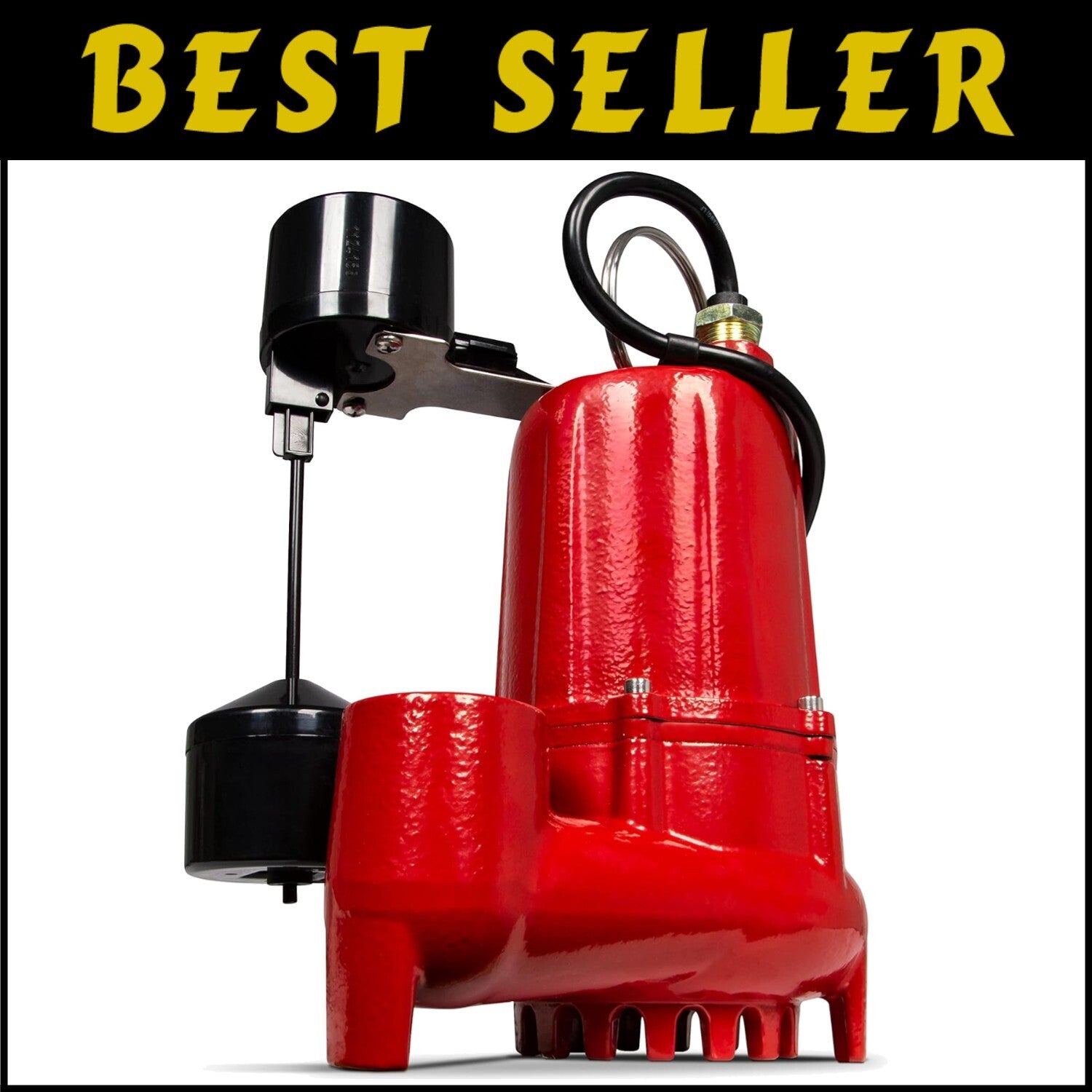Automatic Red Sump Pump - 1/3 HP, 25-Ft Lift with 10-Ft Cord for Flood Control