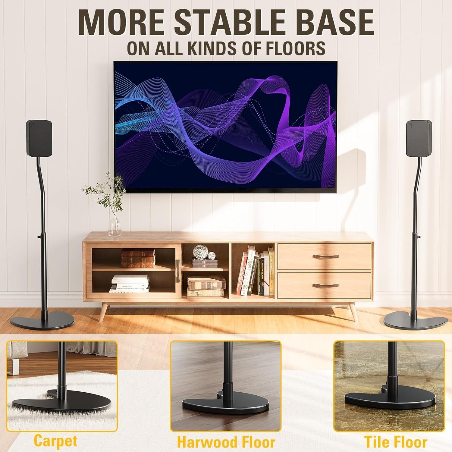 Height Adjustable Speaker Stands - Heavy Duty Floor Mounts with 11 LBS Capacity