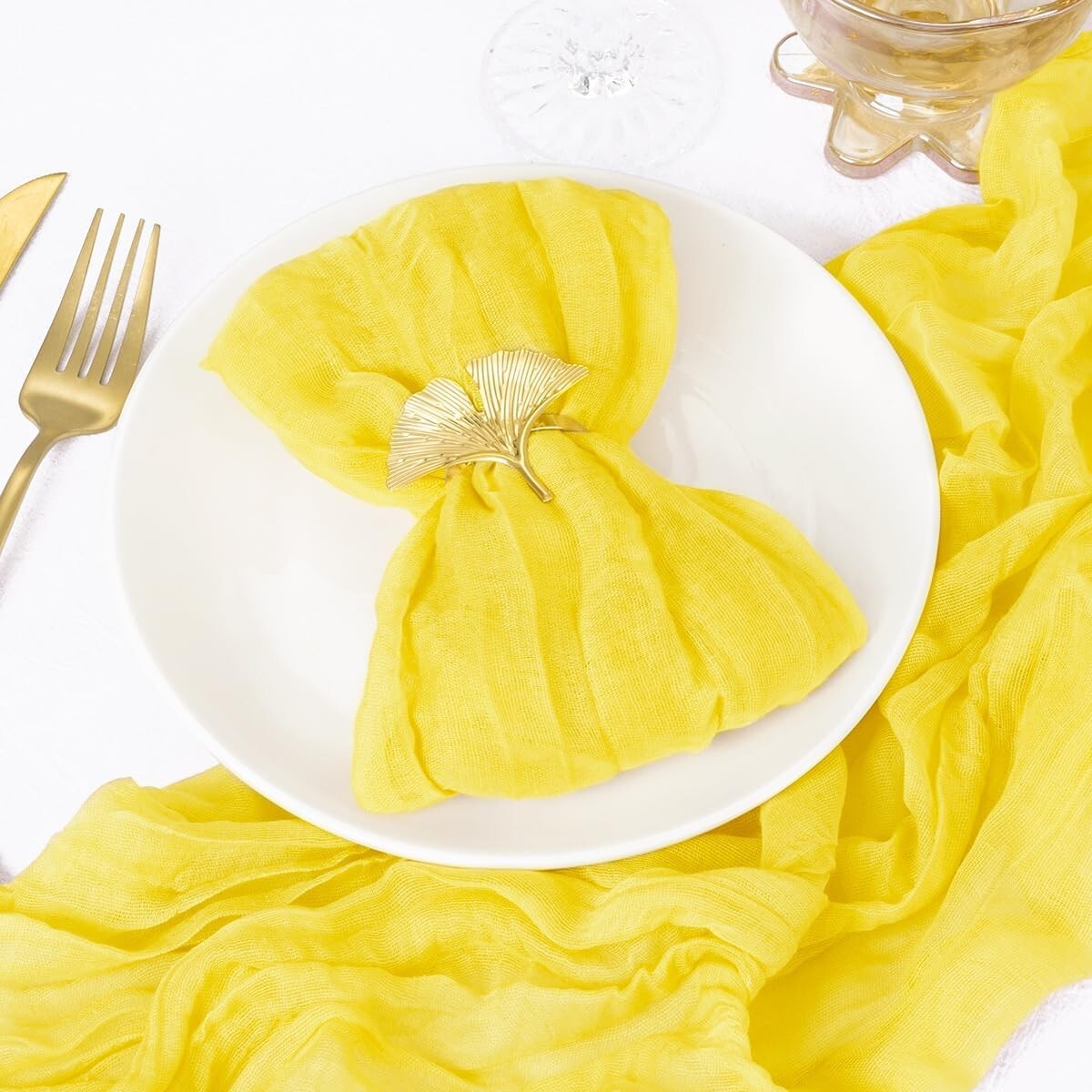 Premium 50-Piece Lemon Yellow Cheesecloth Napkin Set - 21'' for Any Celebration