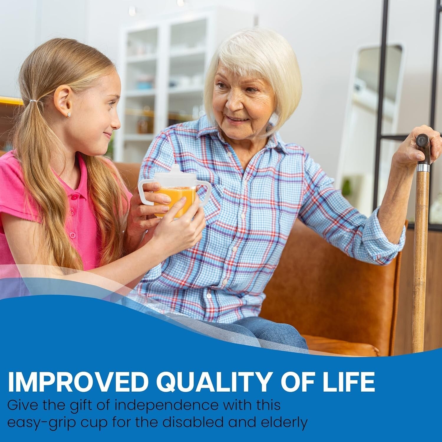 Easy Grip 8oz Adult Sippy Cup - Spill-Resistant, Perfect for Limited Mobility