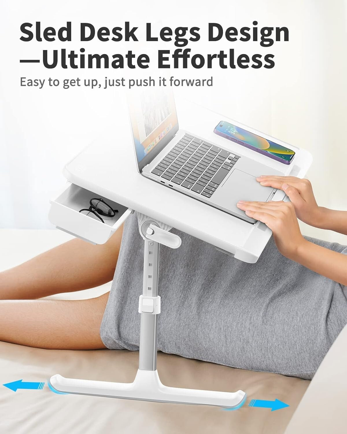 Portable Adjustable Laptop Desk with Storage Drawer - Ideal for Home & Office