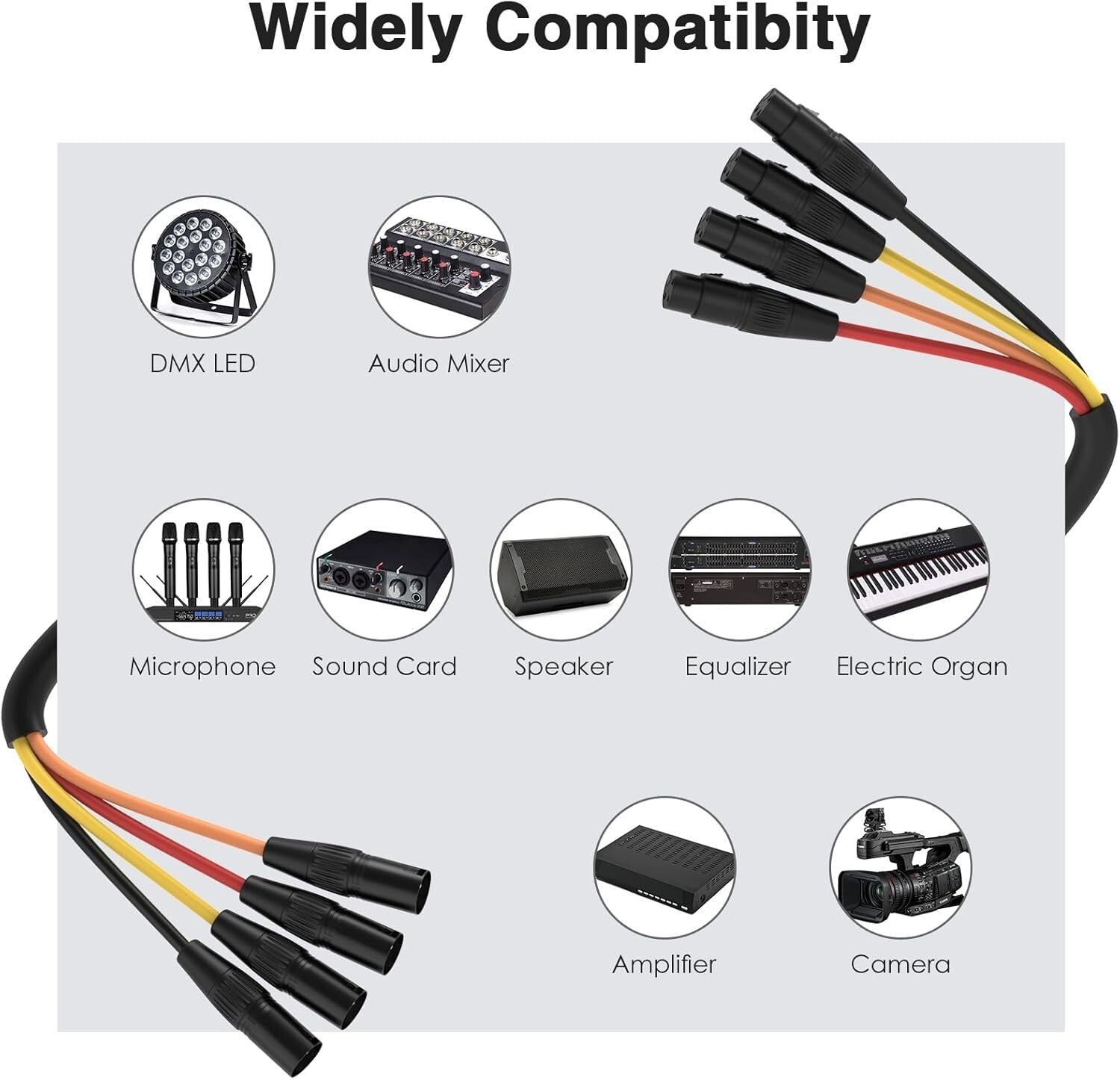 Versatile 4-Channel XLR Snake Cables 3.3FT Pair - Noise-Free Transmission