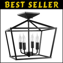 Load image into Gallery viewer, Modern Industrial 4-Light Ceiling Fixture with Flame Tip Edison Bulbs Included