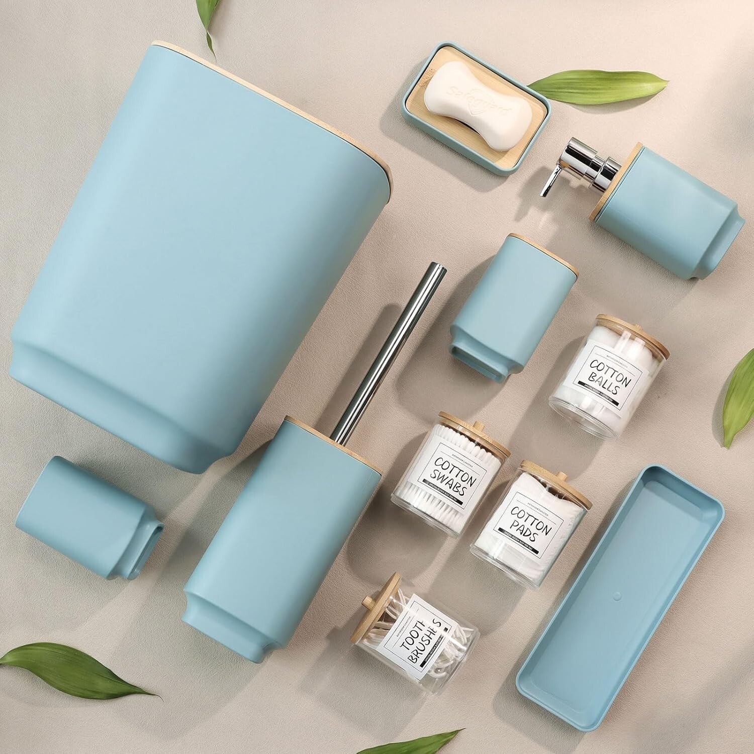 Elegant 24-Piece Navy Blue Bathroom Accessories Set with Shower Curtain & Tra...