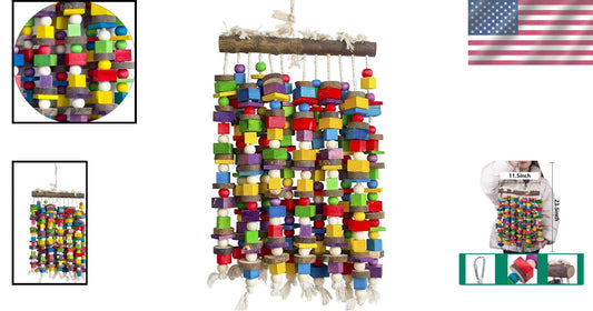 Extra Large Parrot Chewing Toy with Natural Wooden Blocks - 23.5" for Macaws