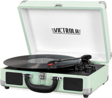 Load image into Gallery viewer, Upgraded Sound 3-Speed Suitcase Record Player with Bluetooth Speakers - Mint