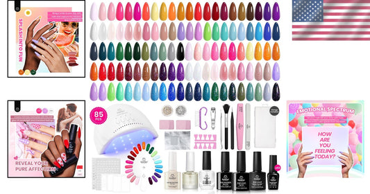 Beetles 85 Pcs Gel Nail Polish Kit with UV Light - 55 Colors for Home Manicure