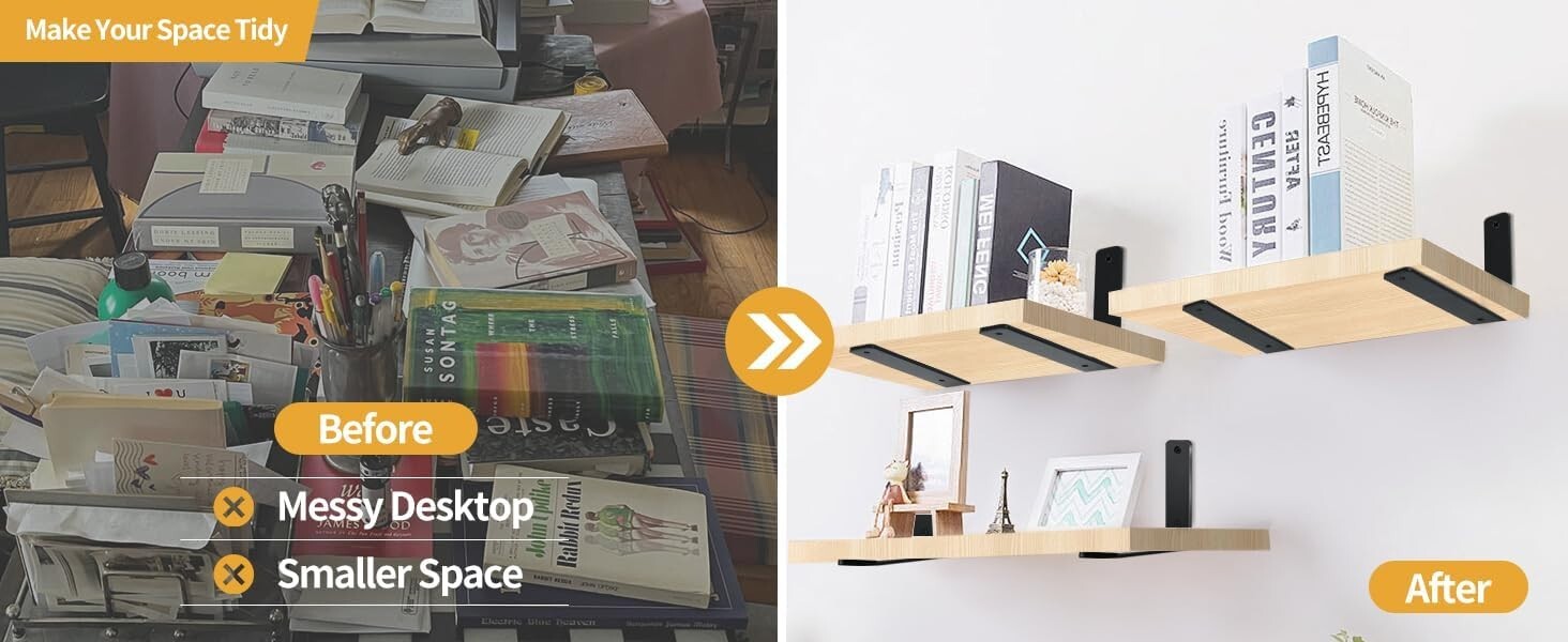 12 Pack Heavy-Duty Black Steel Shelf Brackets - 8"x6" for Sturdy Support